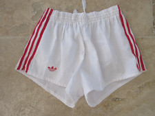 Short ADIDAS vintage VENTEX blanc rouge polyester coton années 80 85 M