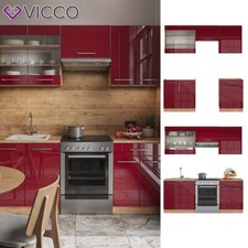 Cuisine intégrée Cuisine en bloc Fame-Line 200 cm chêne bordeaux rouge Vicco