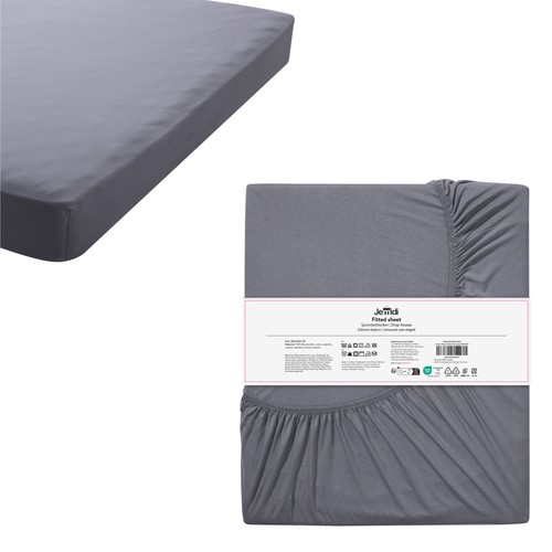Drap housse 180x200 coton gris - 180x200,