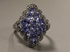 Ancienne bague marquise argent améthyste marcassites bague argent massif T52