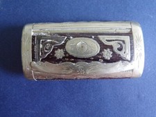 TABATIERE OVALE BOIS ET METAL
