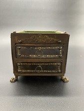 Ancienne Boite Cave Cigare Bois Et Cuir Nécessaire Fumeur Cendrier Empire 