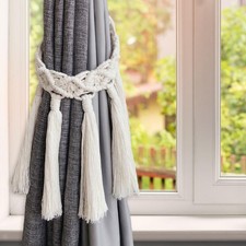 Embrasse de rideau en macramé bohème avec pompons, décoration pour la maison,