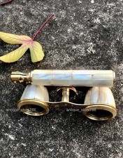 Jumelles d'opéra en laiton pour télescope en verre espion Shell nacre avec po...