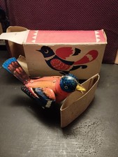 Jouet ancien en tôle Russe oiseau chanteur, BIRD SINGING METAL BOX 
