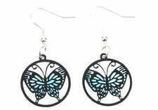 Boucles D'oreilles Miniblings Papillon Décor De Fenêtre Jeu De Lumière Bleu Noir