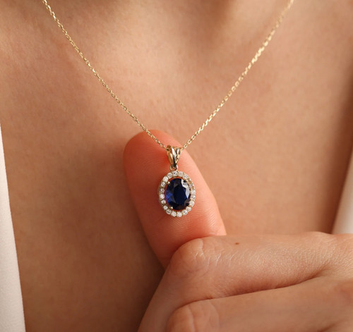 Collier pendentif saphir - , bleu