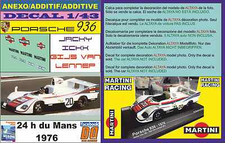ANEXO DECAL 1/43 PORSCHE 936 MARTINI ICKX-LENNEP LE MANS 1976 (02)