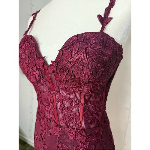 Burgundy floral lace corset - lace,