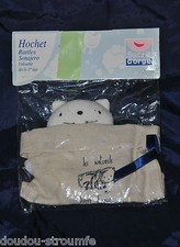 ?Peluche Doudou Chat SUCRE D'ORGE Les Naturels Blanc + Sac Hochet 100% NEUF