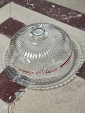 Élégante cloche à fromages vintage en verre et son plateau assorti 