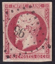 France-Yvert n°17 oblitéré petit chiffre 96 d'Antrain sous Couesnon