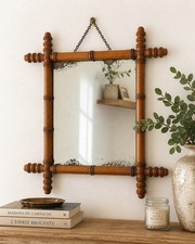Miroir ancien bois tourné