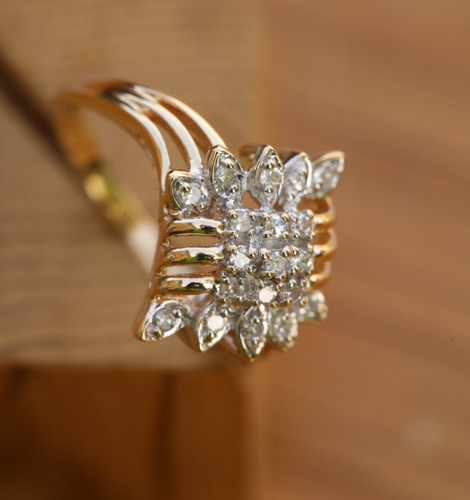 Bague diamant jaune 9ct - or,