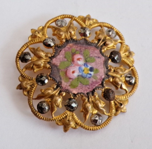 Bouton ancien émail - , et