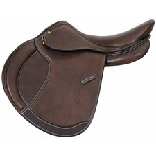 Selle de cheval de saut en cuir véritable marron neuve avec système d'aiguill...