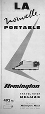 PUBLICITÉ REMINGTON TRAVEL-RITER DELUXE MACHINE A ÉCRIRE LA NOUVELLE PORTABLE