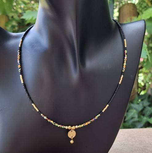 Collier perles verre - collier, de