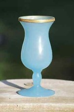 Murano Nason Vase opaline bleue monture bronze Ormolu vintage Blue Opaline 60s