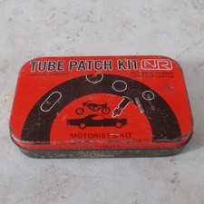 Vintage bicycle repair Tube Patch Kit advertising metal box Canada red antique