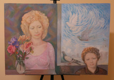 Tableau Pop Art Vintage Portrait Mère Et Fils Œuvre Du Maître Pancaldi P24