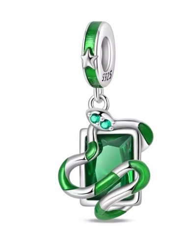 Perle breloque serpent vert - perle,