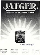 PUBLICITE JAEGER MONTRE COMPTEUR HORLOGER DE LA MARINE DE L'ETAT 1933 FRENCH AD