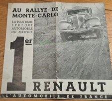 Brochure rallye Monte Carlo Nervasport  Renault 1935 (recto verso)