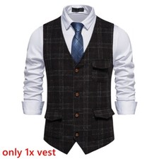 Hommes Carreaux Col V Costume