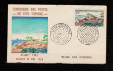 CENTENAIRE DES POSTES DE COTE D'IVOIRE Enveloppe 1er Jour 1962