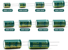 lotx5 Condensateur  450V LOW ESR 4.7UF 6.8UF 15UF ... 100UF 120UF 150UF en alu