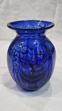 Vase bleu cristal soufflé à