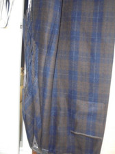 Jupe Hermès  cachemire tartan marine/chocolat et cuir. T 40 +