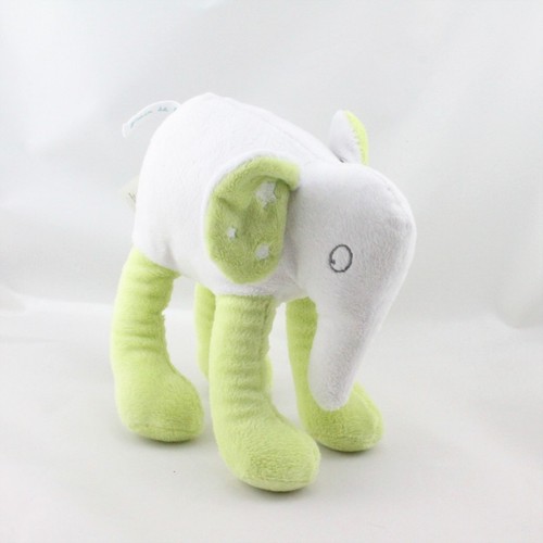 Doudou éléphant blanc vert