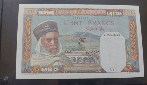 Billet algérie 100 francs - algérie,