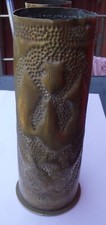 Militaria, Vase art des tranchées, douille allemande 77mm hauteur 23cm