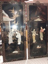 2 Anciens tableaux sur panneaux de bois laqué - Années 50