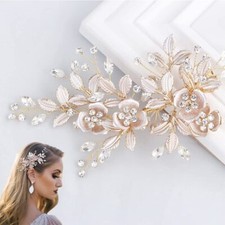 Épingle à Cheveux de Mariée Rose Or Cristal Accessoires de Cheveux Mariage Pe...