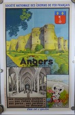 Belle affiche litho originale Entoilee ANGERS par Duvivier 1921