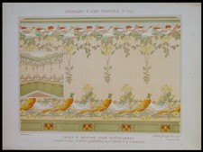 ORNEMENTS DE SALLE DE RESTAURANT, ART NOUVEAU FRANÇAIS - LITHOGRAPHIE 1900 - FAISAN, CANARD