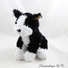 Peluche chiot Yorkshire Terrier TOY TIME noir et blanc chien poils longs 22 cm