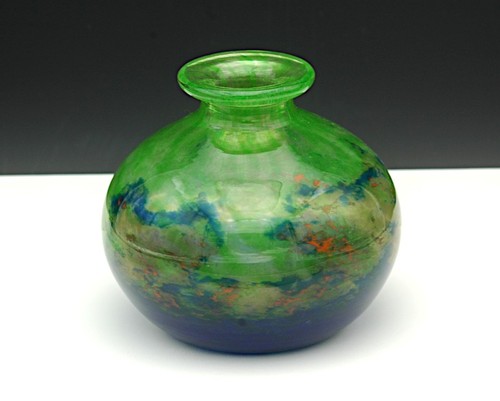 Vase verre soufflé signé - en,