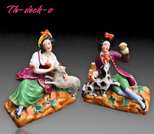 PAIRE DE GRANDS ENCRIERS PLUMIERS PORCELAINE DE PARIS GENRE JACOB PETIT XIXÈME