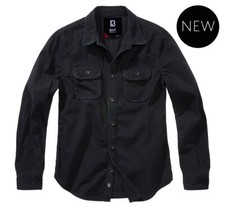 Brandit Chemise Femme Vintage À Manches Longues Oversizes Noir