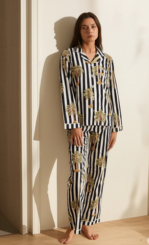 Indien coton noir rayé pyjama - indien,