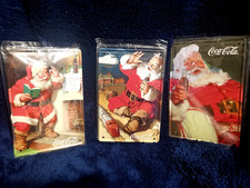 LOT 3 PLAQUES EN METAL COCA COLA PERE NOEL 10x15cm