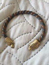 Bracelet Jonc Viking En Cuivre Avec Tête De Dragon