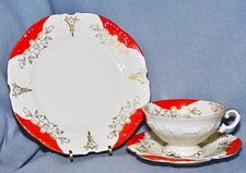 Art Déco Tasse À Thé Ensemble Schumann Arzberg, Rouge Or, 1932-44