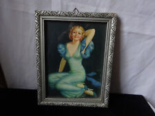 Beau cadre Art déco 1925 + vitre avec image de femme.