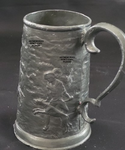 Tasse 19ème étain chiens - en,